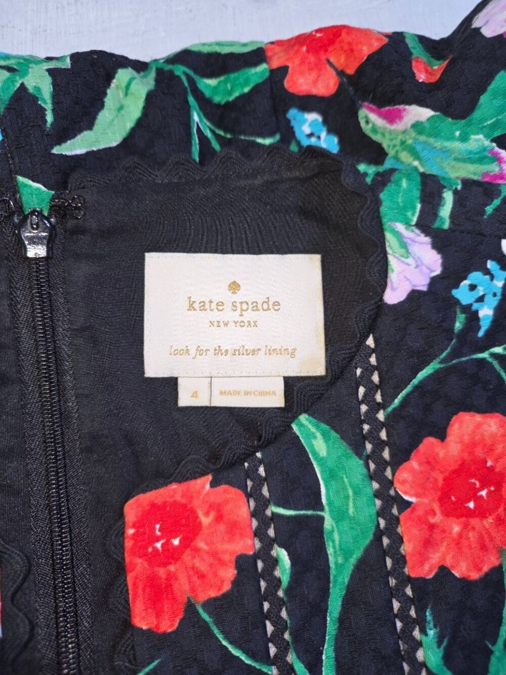 Kate Spade NY Women's Black Floral Jardin Tile Jacquard Mini Dress Size 4 3867 - Picture 8 of 16